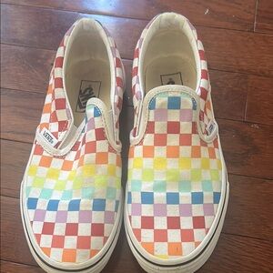 Vans Kids Rainbow Checkerboard Slip-On Shoes